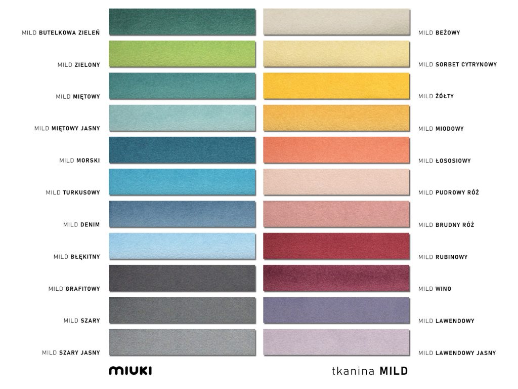 kolory tkaniny mild